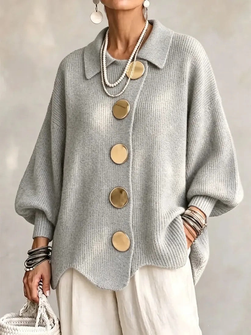 Kayda - Oversized Collared Button Cardigan