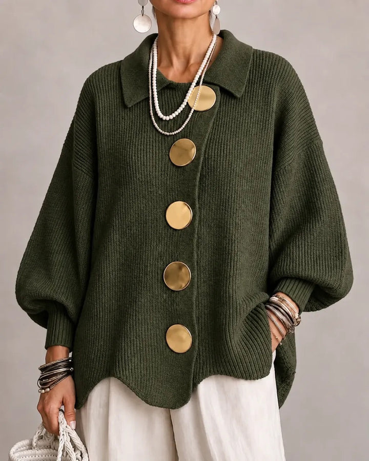 Kayda - Oversized Collared Button Cardigan