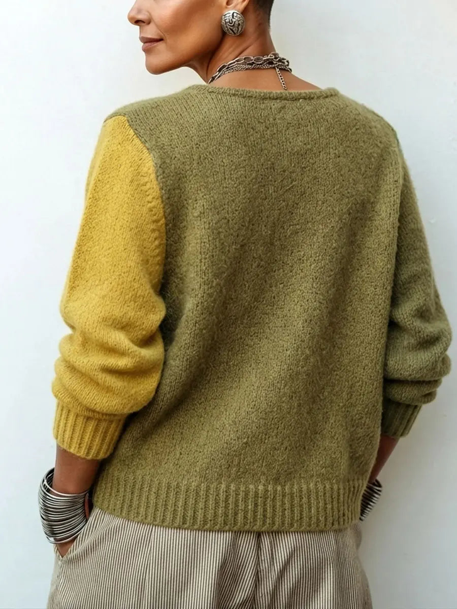Ciara - Asymmetric Colour-Block Knit Sweater