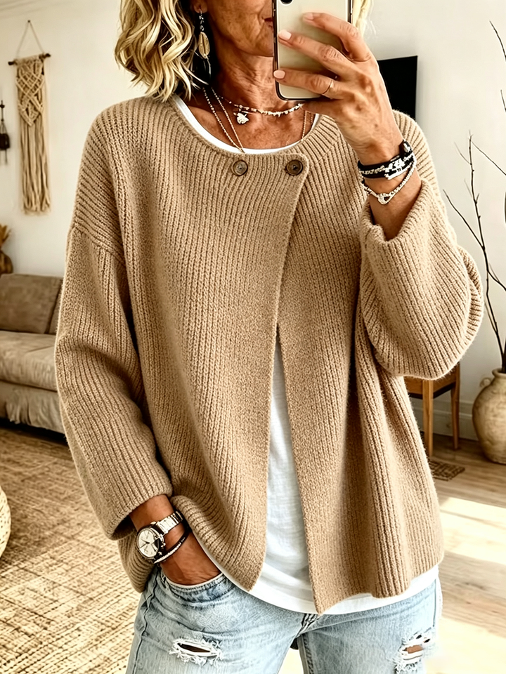 Emily | Cozy Ribbed Asymmetrical Knit Cardigan