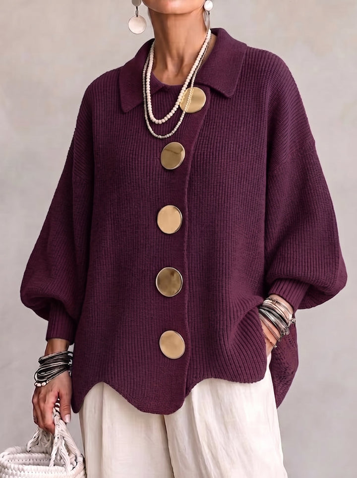 Kayda - Oversized Collared Button Cardigan
