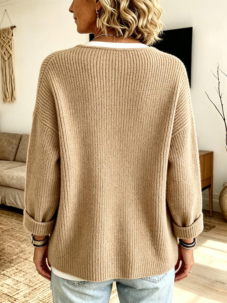 Emily | Cozy Ribbed Asymmetrical Knit Cardigan