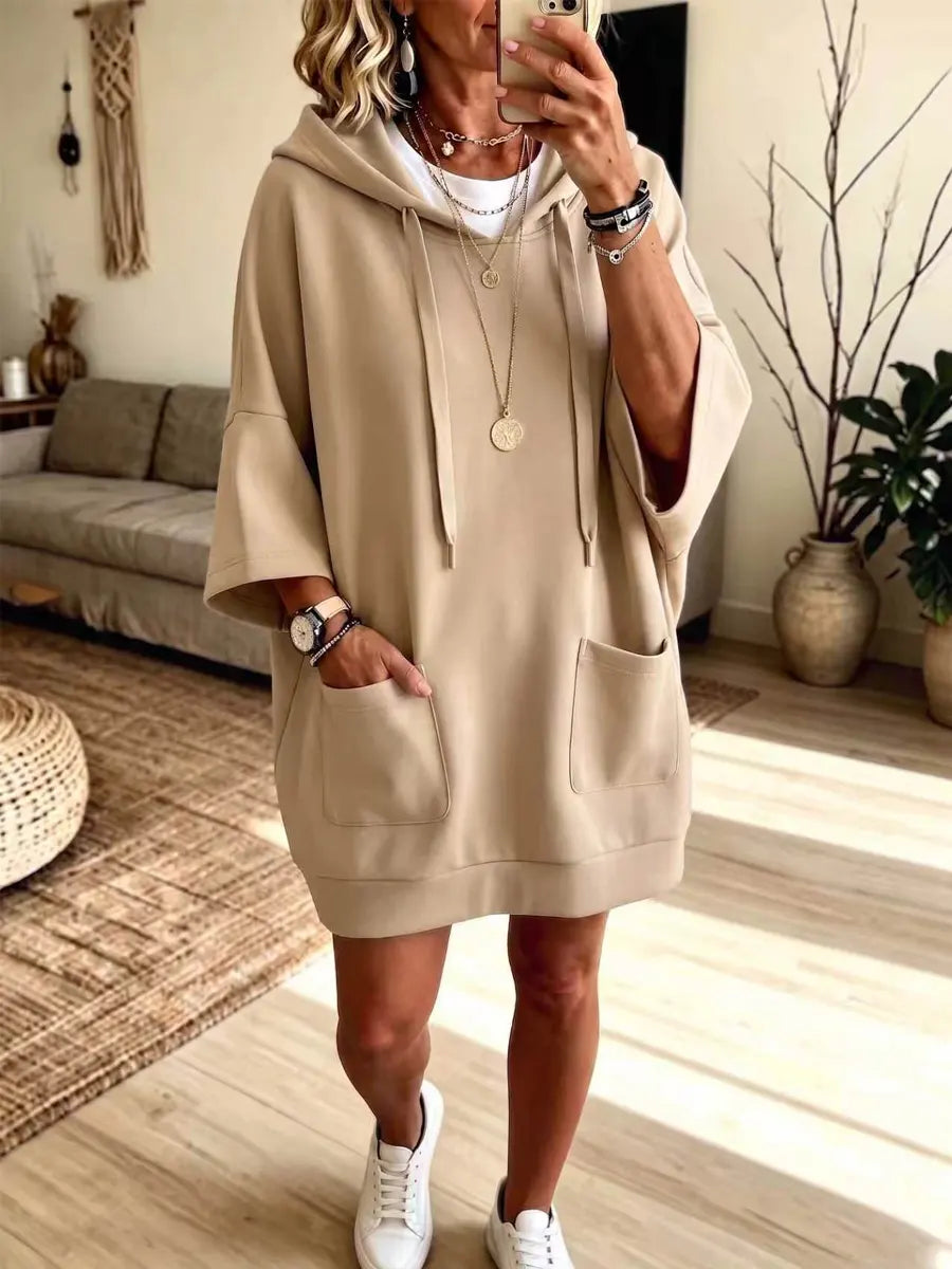 helen | Hooded Art Casual Stylish Sweatshirt Dress