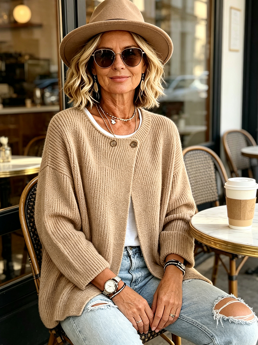 Emily | Cozy Ribbed Asymmetrical Knit Cardigan