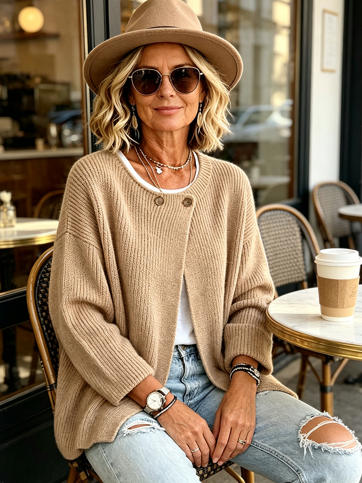 Emily | Cozy Ribbed Asymmetrical Knit Cardigan