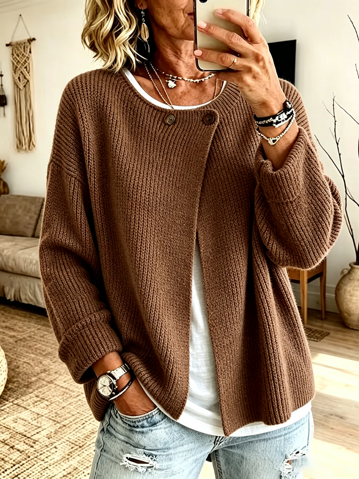 Emily | Cozy Ribbed Asymmetrical Knit Cardigan