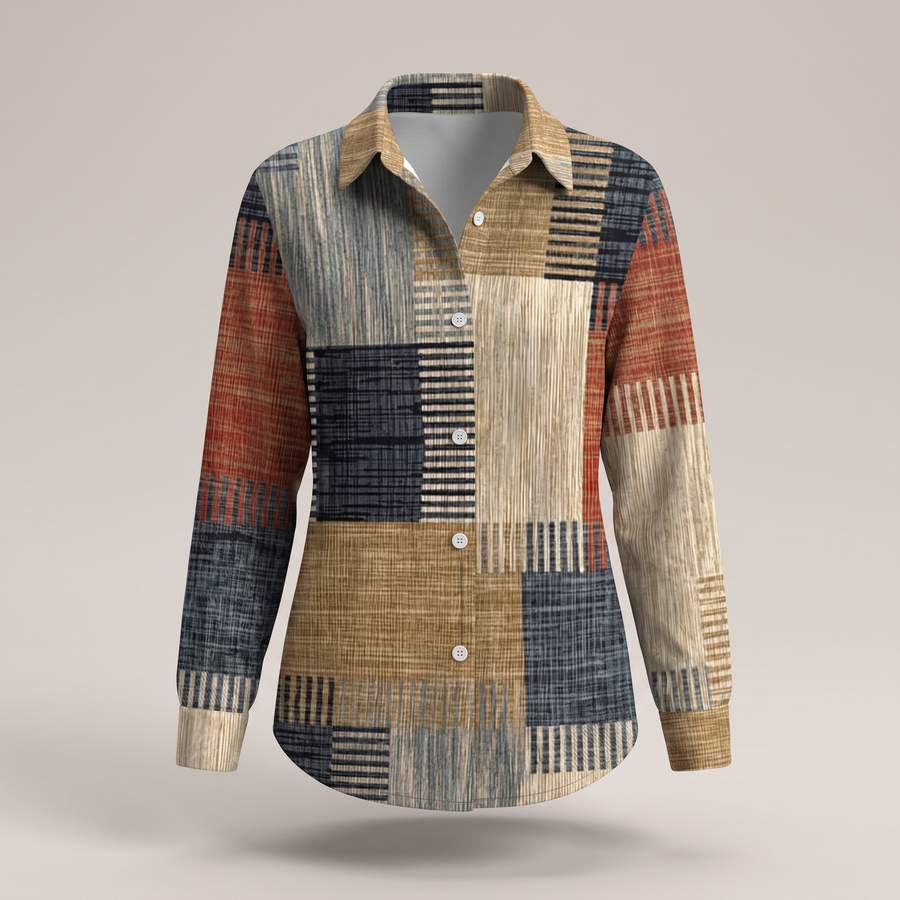 RETRO COLOR BLOCK BLOUSE