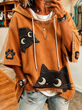Lola | Playful Cat-Print Oversized Hoodie